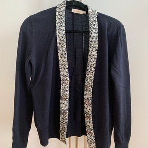 Tory Burch Cardigan with White Pattern Trim